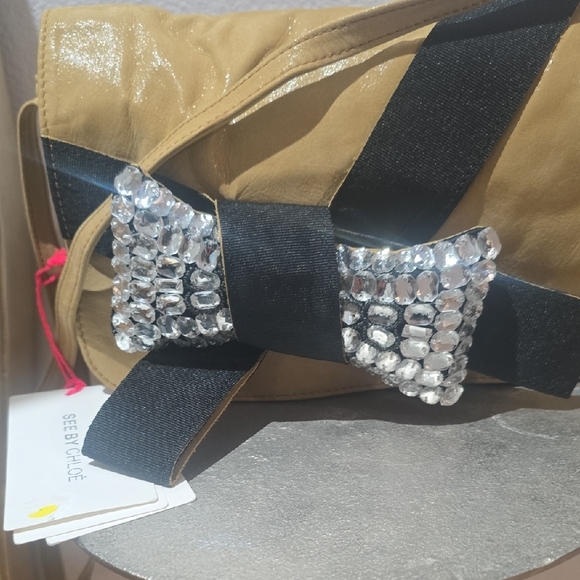 See By Chloe Tan and Black Crossbody Bag with Bow Accent - Picture 4 of 13